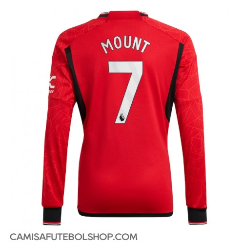 Camisa de time de futebol Manchester United Mason Mount #7 Replicas 1º Equipamento 2023-24 Manga Comprida